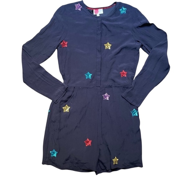 BODEN SEQUIN Star Embellished Navy Romper 12-14 YOUTH